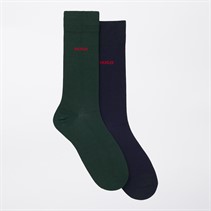 HUGO Heren twee paar sokken Dark Green