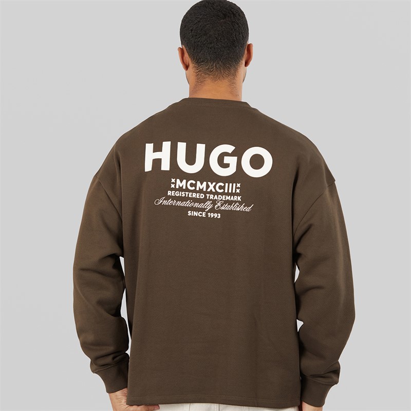 HUGO Herre Naviu Sweatshirt Dark Brown