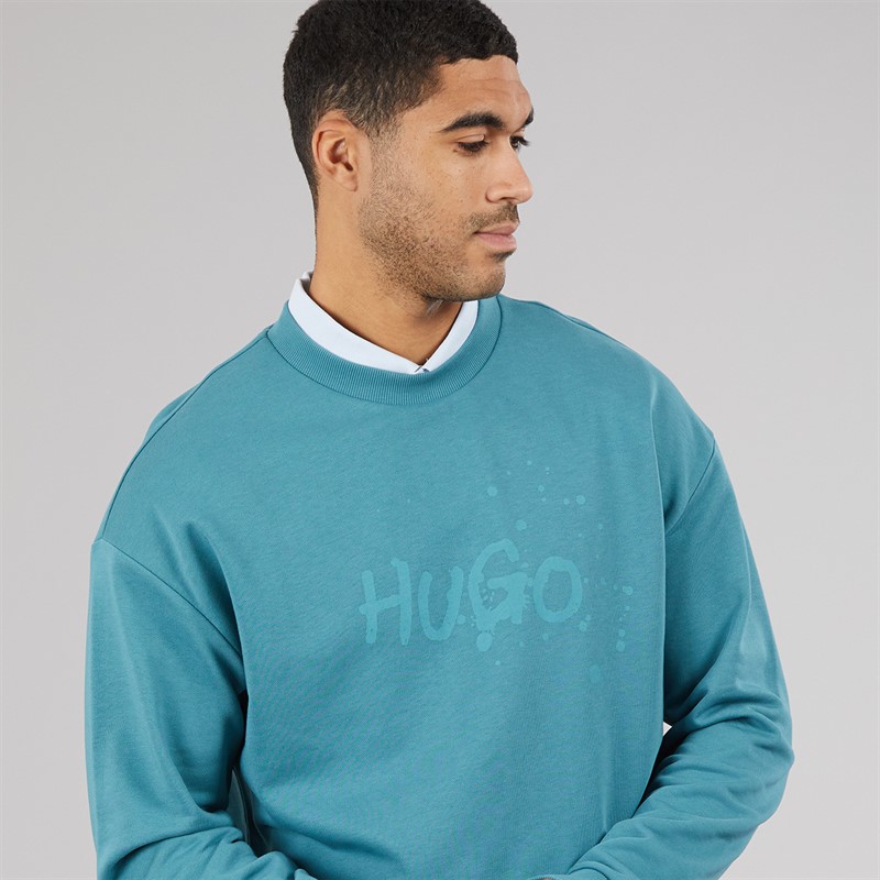 HUGO Herre Nierofix Sweatshirt Turquoise/Aqua