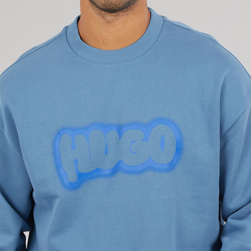 HUGO Mens Newirex Sweatshirt Open Blue