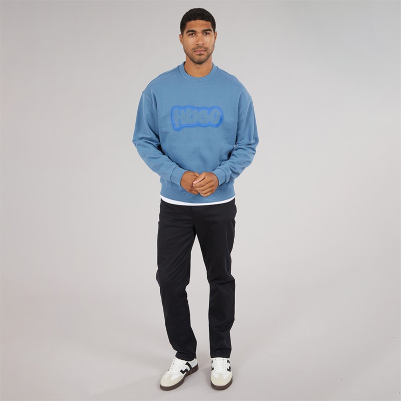 HUGO Mens Newirex Sweatshirt Open Blue