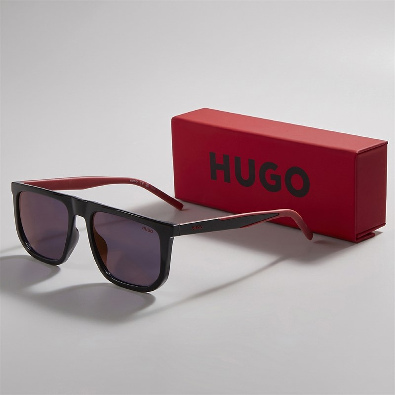 HUGO Mens Rectangular Sunglasses Black