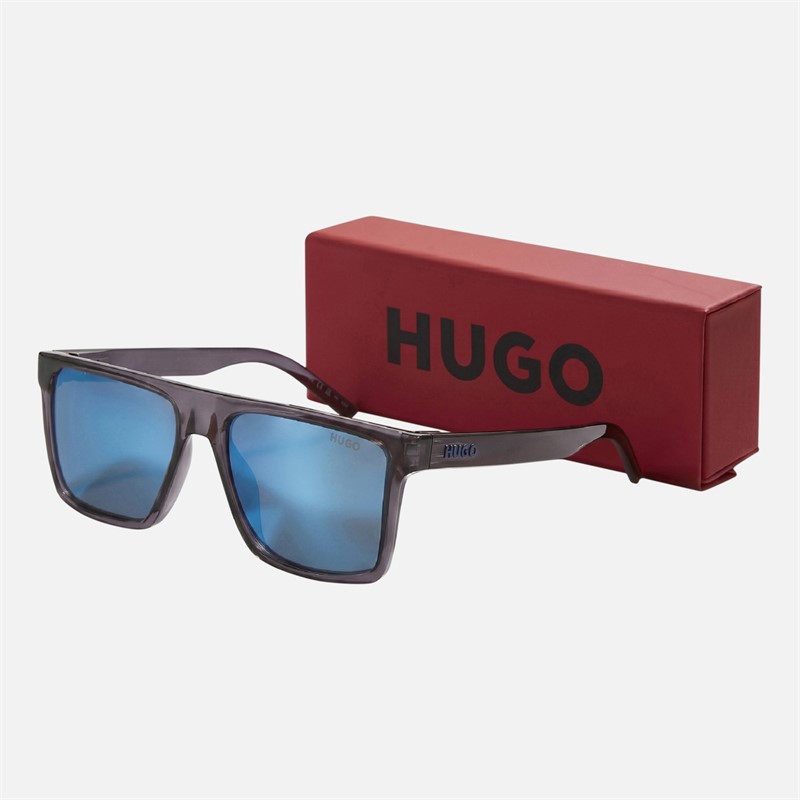HUGO Mens Rectangular Flat Top Sunglasses Blue