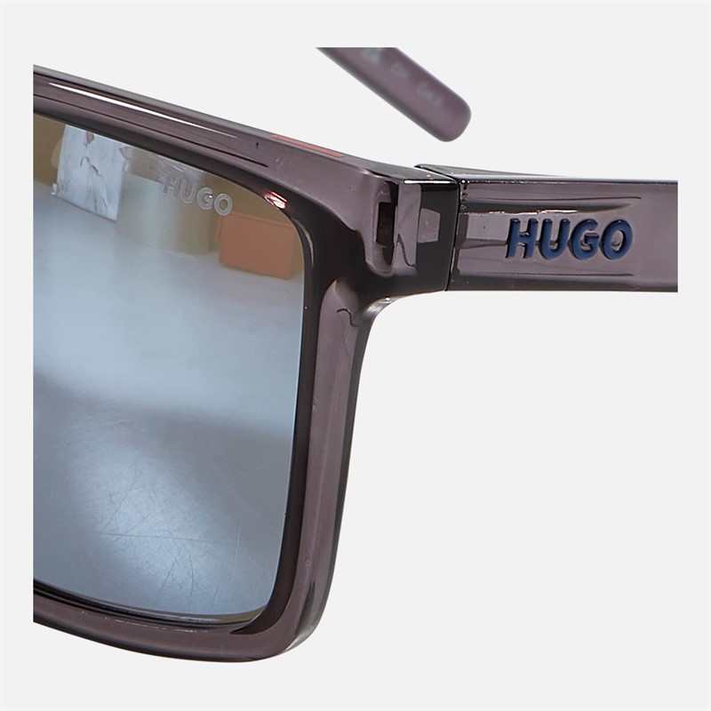 HUGO Mens Rectangular Flat Top Sunglasses Blue