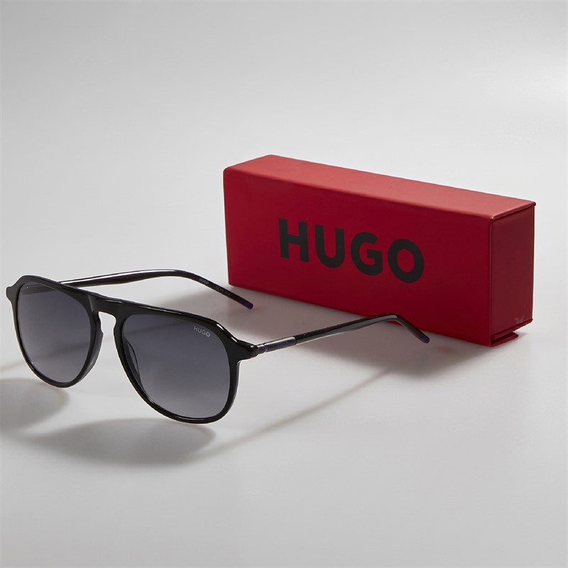 HUGO Mens Rectangular Sunglasses Black