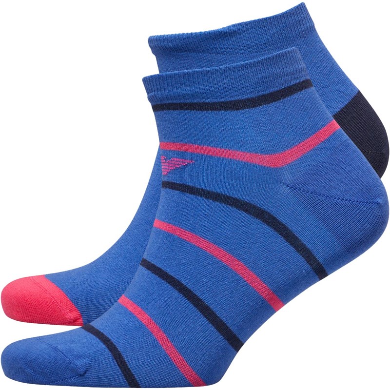 Buy Emporio Armani Mens Multistripes Two Pack In Shoes Socks Royal Blue