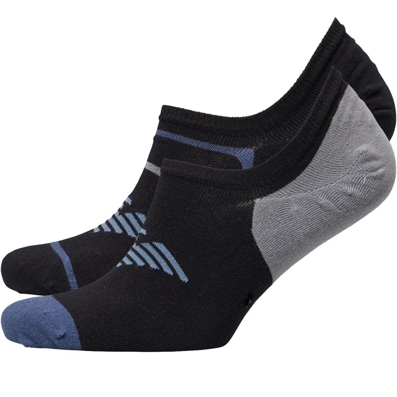 Buy Emporio Armani Mens Multistripes Two Pack Invisible Socks Black