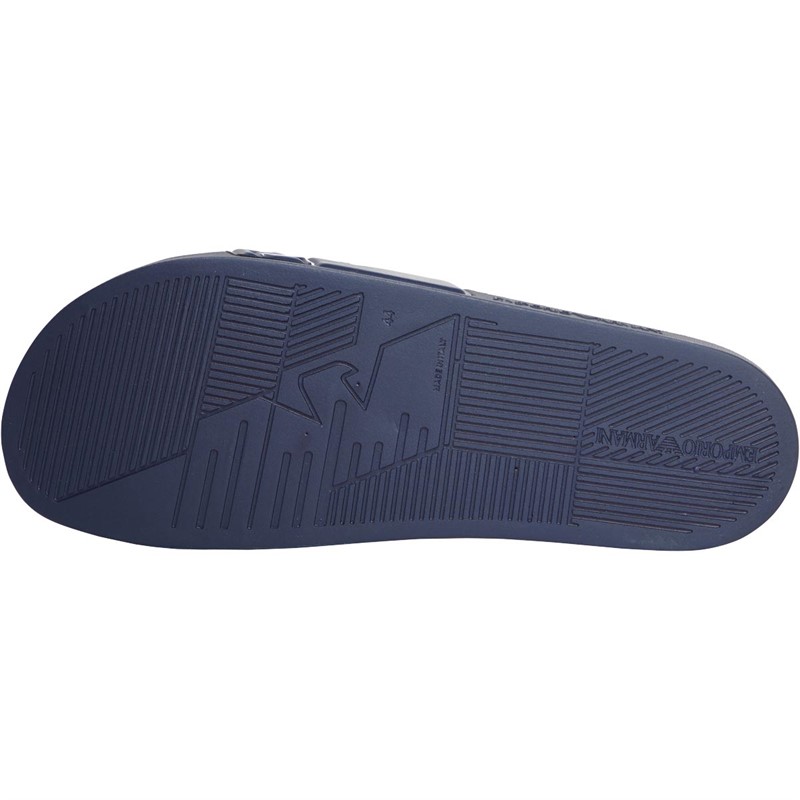 Emporio Armani Slider Sandales Slides Homme Bleu Marine