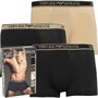 Emporio Armani Mens Three Pack Trunks Black/Sand/Black