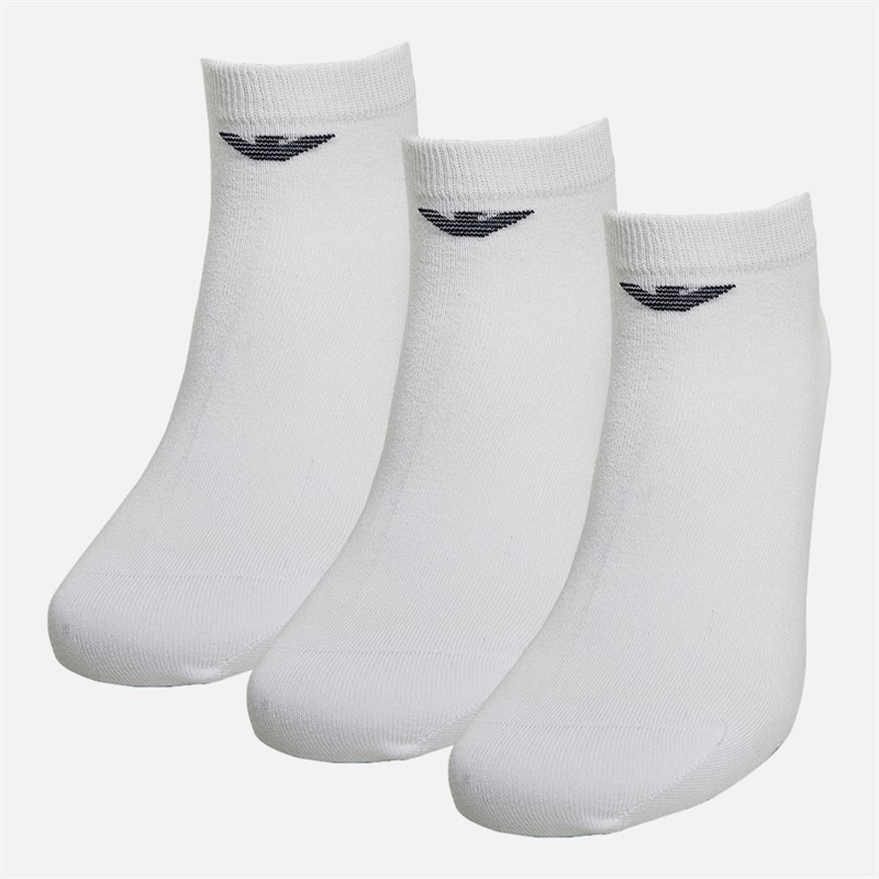 Emporio Armani Mens Three Pack Trainer Socks White