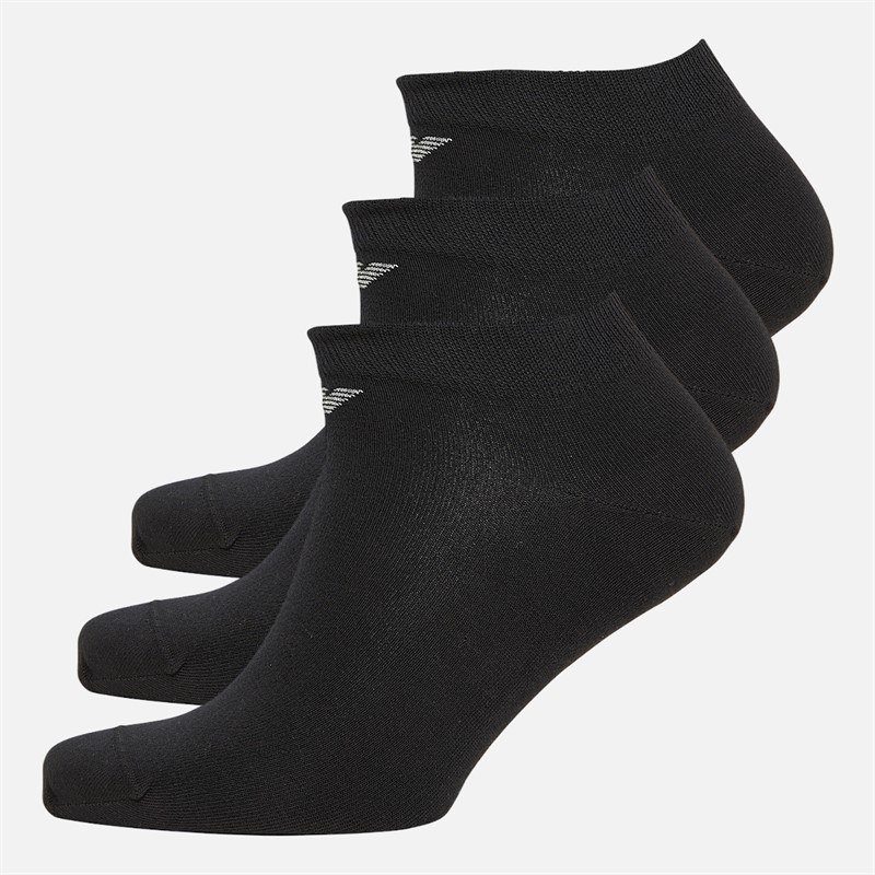 Emporio Armani Mens Three Pack Trainer Socks Black