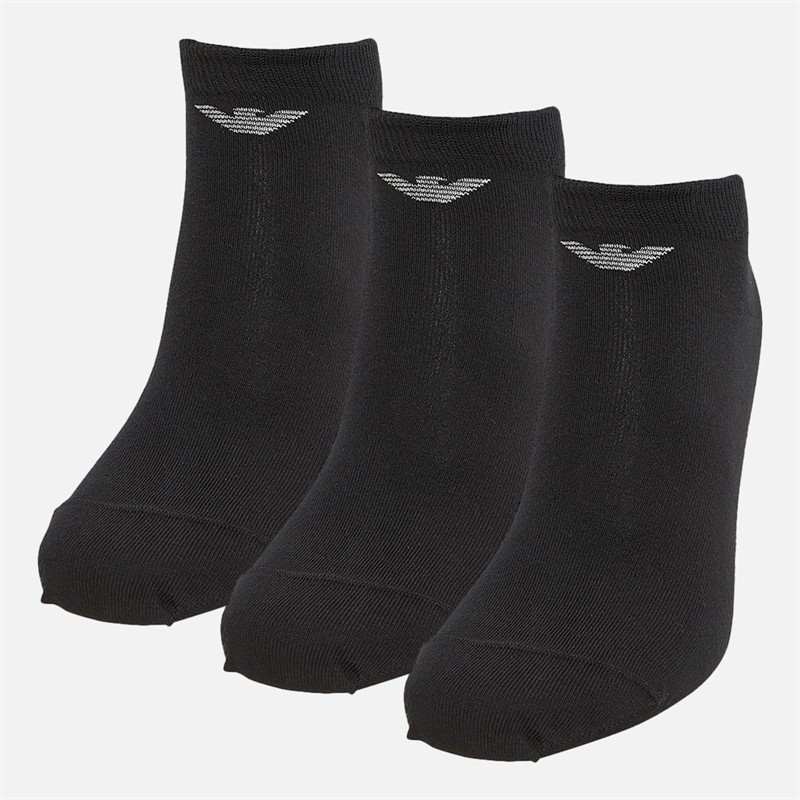Emporio Armani Mens Three Pack Trainer Socks Black