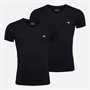 Emporio Armani Mens Two Pack V-Neck T-Shirts Black/Black Grey Logo
