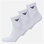 Emporio Armani Mens Three Pack Short Socks White