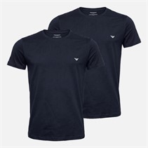 Emporio Armani Mens Two Pack Round Neck T-Shirts Navy Navy Blue/Navy Blue White Logo