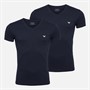 Emporio Armani Mens Two Pack V-Neck T-Shirts Navy Navy Blue/Navy Blue White Logo