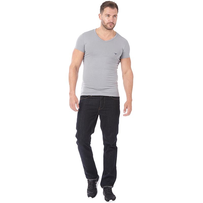 Emporio Armani Mens Two Pack T-Shirt Grey/Marine