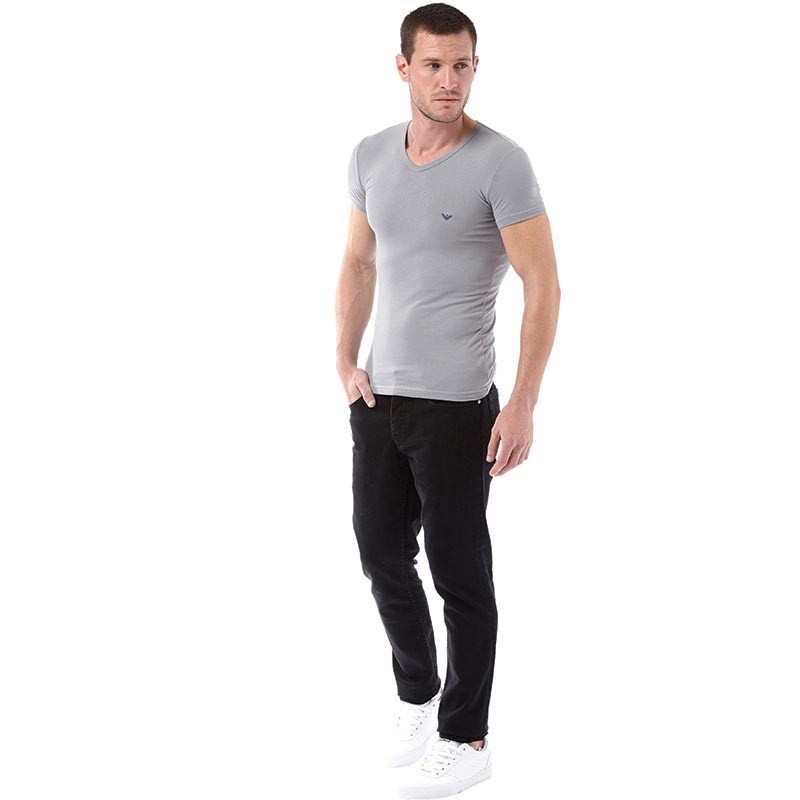 Emporio Armani Mens Two Pack T-Shirt Grey/Marine