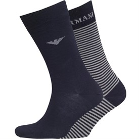 Image of Emporio Armani Mens Two Pack Socks Navy