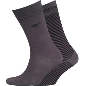 Image of Emporio Armani Mens Two Pack Socks Anthracite