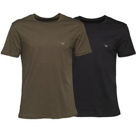 Emporio Armani Męskie Dwa Opakowanie T-Shirt Czarny