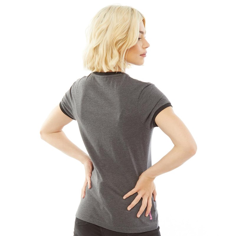 Bench Womens Eve T-Shirt Charcoal Marl/Black