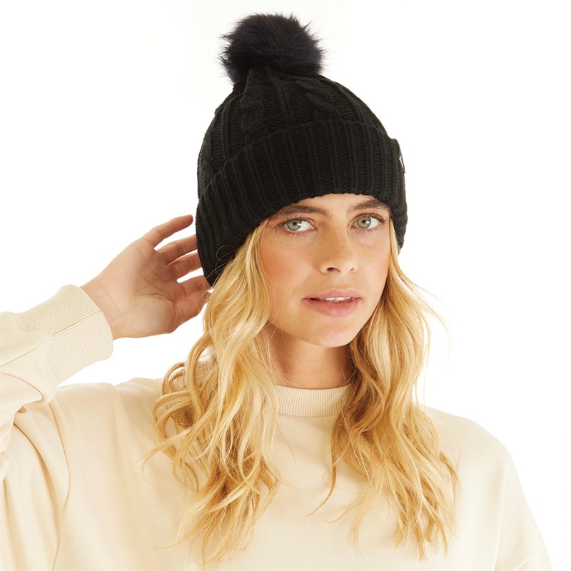 Womens black on sale bobble beanie