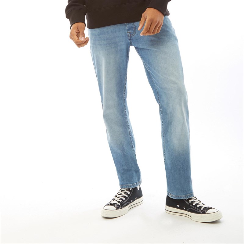 Bench Mens Stuart Straight Fit Jeans Mid Blue Wash