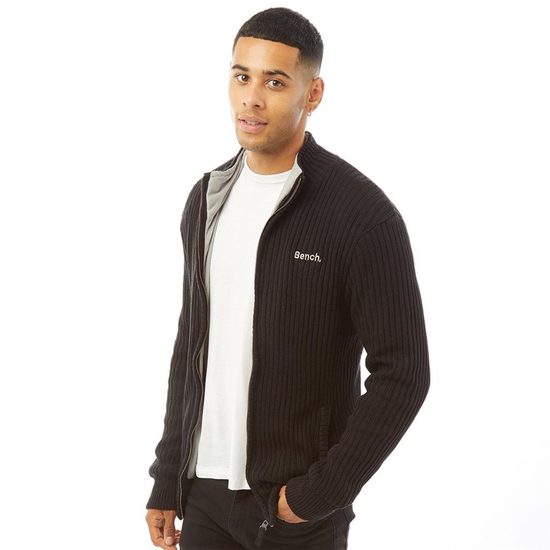 Bench Mens Lido Funnel Neck Knitted Jumper Black