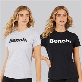 Bench Womens Grammen Two Pack T-Shirts Black/Grey Marl