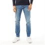 Bench Mens Belter Slim Fit Jeans With Belt Mid Blue Wash