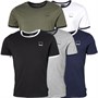 Bench Mens Vander Five Pack Ringer T-Shirts Black/White/Grey Marl/Khaki/Navy
