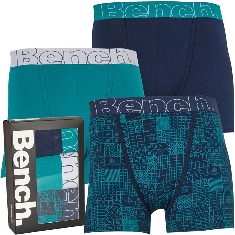 Bench Mens Milryn Three Pack Boxers Navy Pattern/Teal/Navy