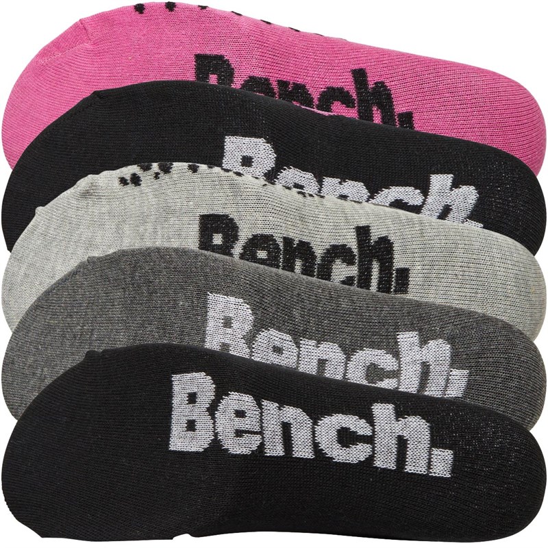 Bench Womens Lora Five Pack Dress Socks Black/Grey/Pink