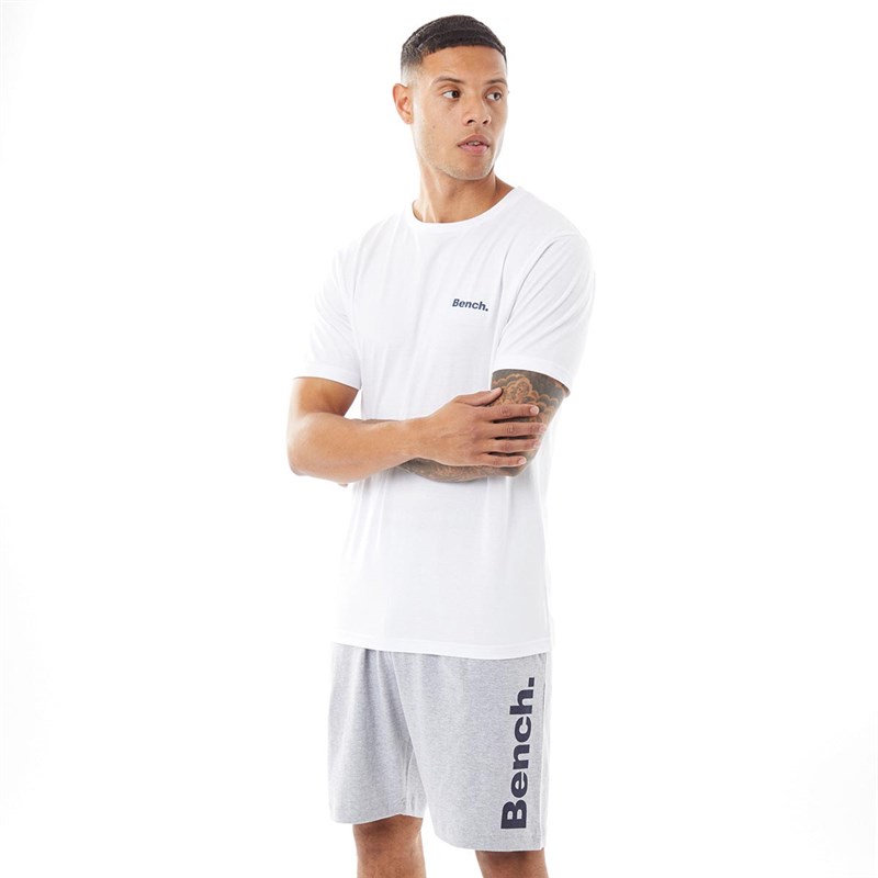 Bench Mens United T-Shirt And Shorts Loungewear Set White/Grey