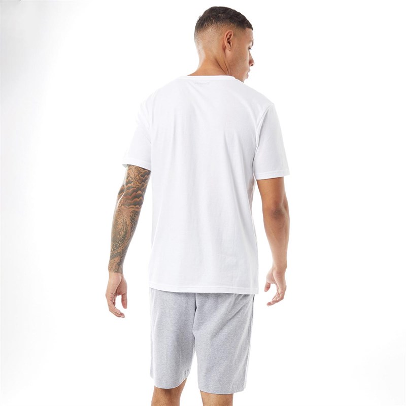 Bench Mens United T-Shirt And Shorts Loungewear Set White/Grey