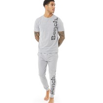 Bench Mens Miro T-shirt And Joggers Loungewear Set Grey Marl