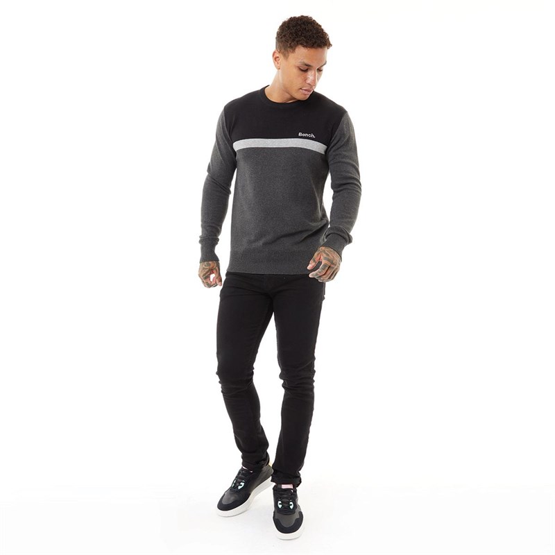 Buy Bench Mens Huston Crew Neck Jumper Charcoal Marl
