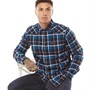 Bench Mens Lauder Check Flannel Long Sleeve Shirt Black/White/Teal
