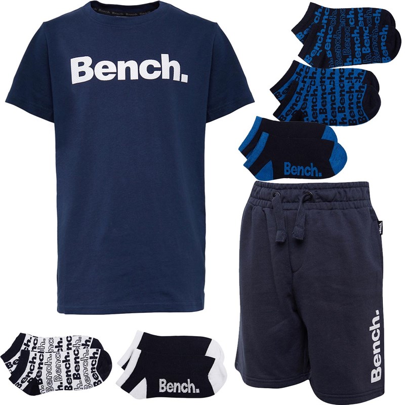 Buy Bench Boys Rolero T-Shirt, Shorts And Five Pack Socks Holiday Pack Navy