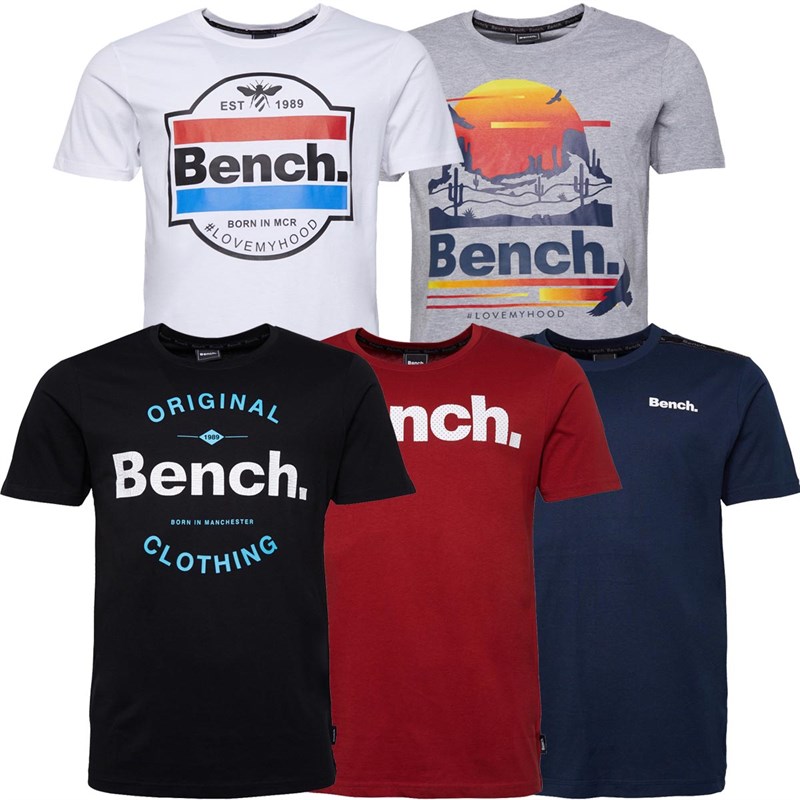 Buy Bench Mens Cromata Five Pack Graphic TShirts White/Red/Navy/Grey/Black