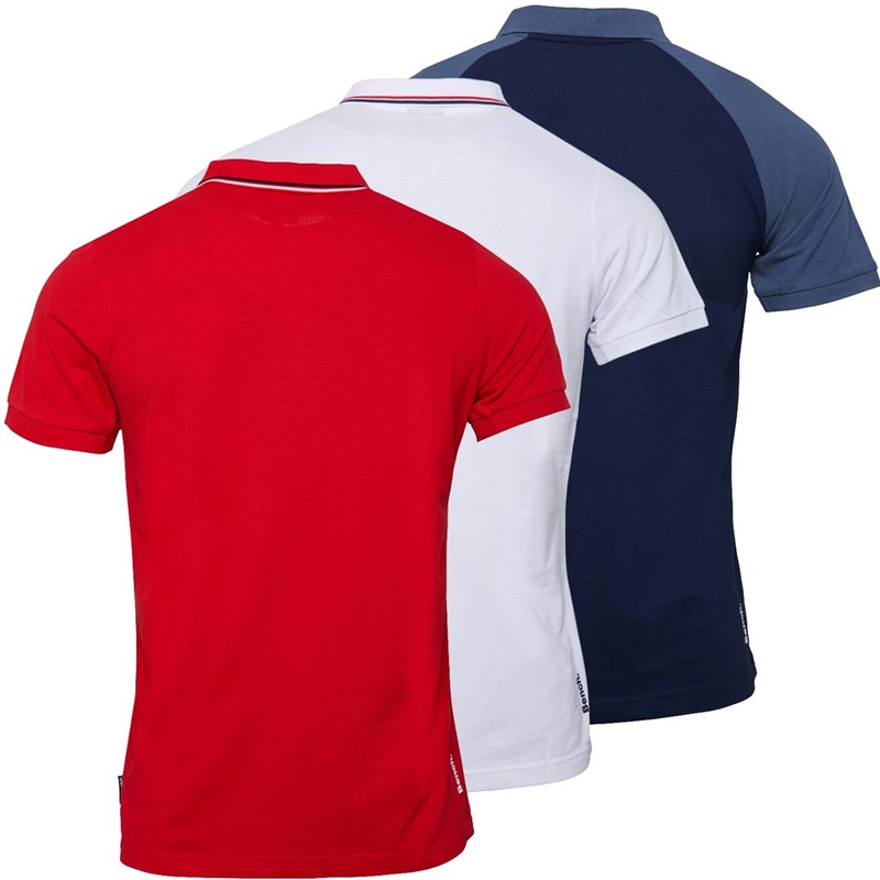 Bench Mens Grufle Three Pack Polos Navy/Red/White