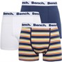 Bench Mens Roque Three Pack Boxers Navy Stripes/Navy/White