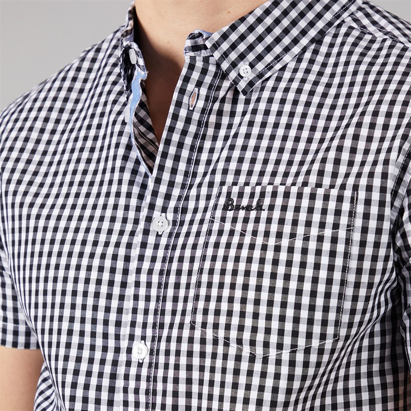 Bench Mens Esher Short Sleeve Shirt Black/White