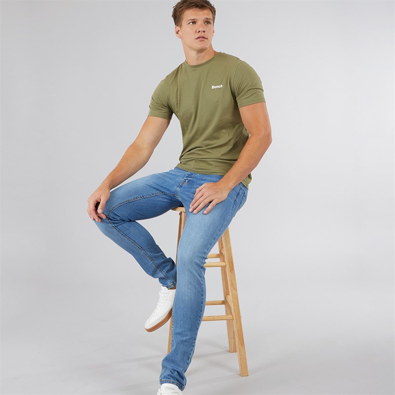 Bench Herre Envoy Fem-pak T-shirts Sort/Lyse Khaki/Hvid/Sten/Stålgrå