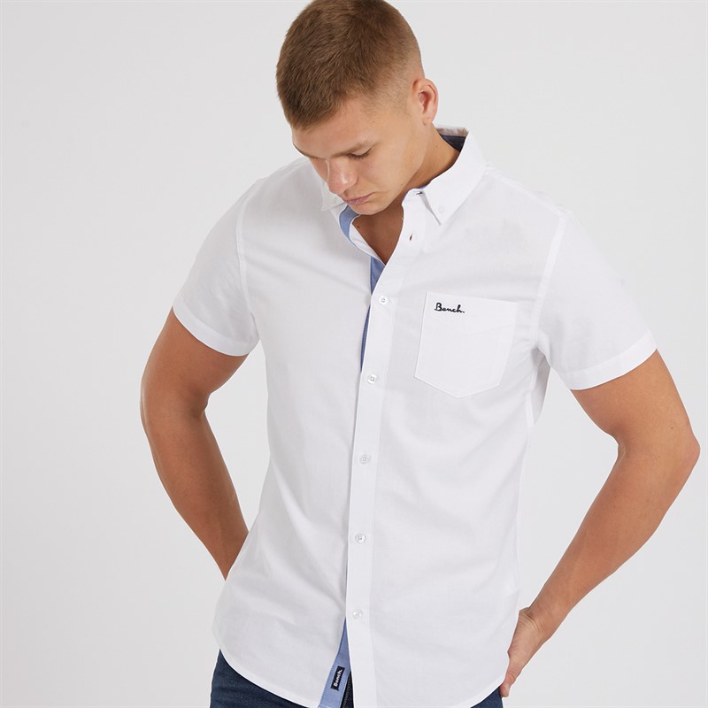 Bench Mens Bowdon Short Sleeve Shirt White