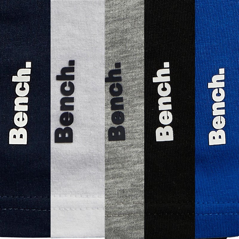 Bench Boys Sentro Five Pack T-Shirts Grey Marl/White/Royal/Navy/Black