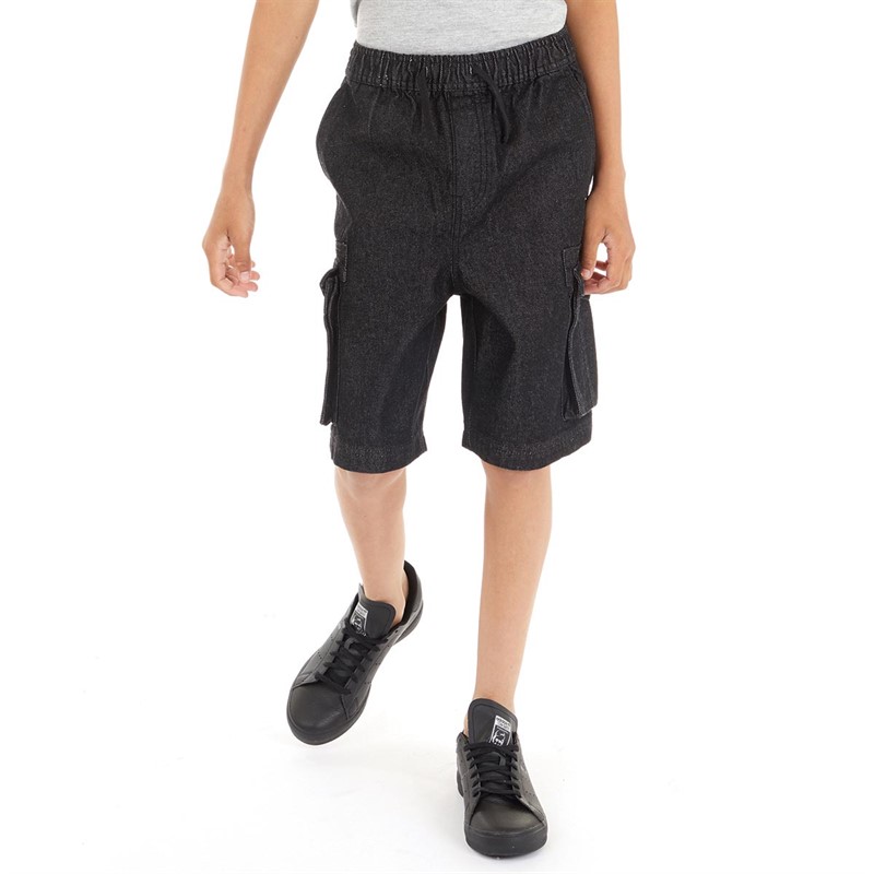 Bench Boys Evergreen Denim Cargo Shorts Black