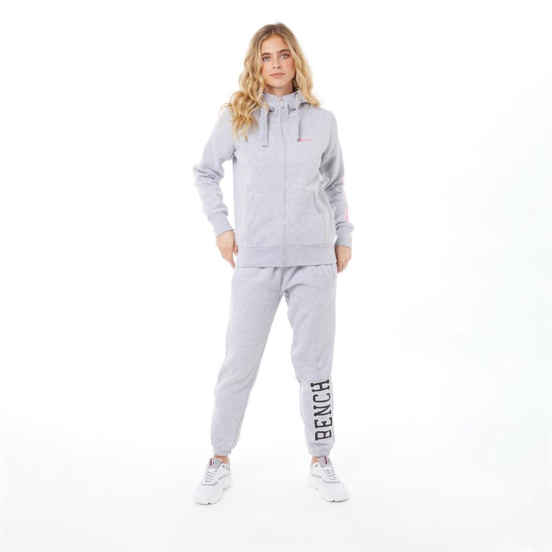 Bench Womens Darcine Zip Thru Hoodie Grey Marl