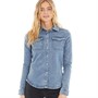 Bench Damen Shaylie Denim Hemd mit langem Arm Mittelblau